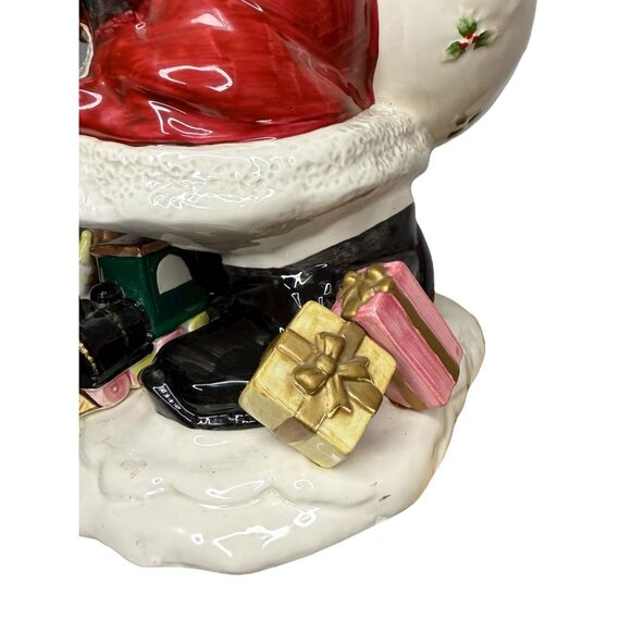1987 Fitz and Floyd Santa w/ Open Bag Centerpiece Planter 16” Vintage Christmas - Picture 7 of 11